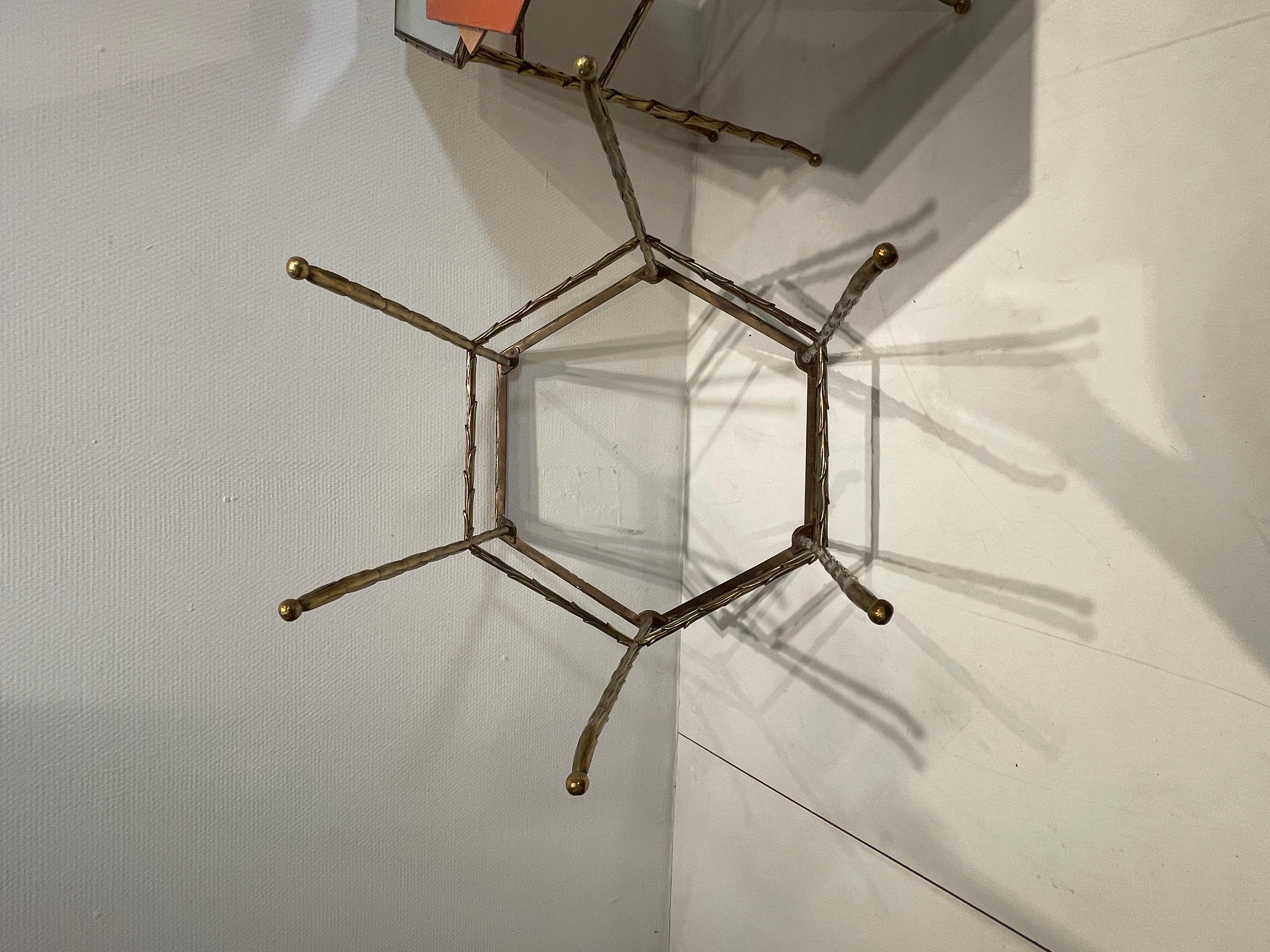 Pair of Hexagonal Bronze Side Tables by Maison Baguès 5