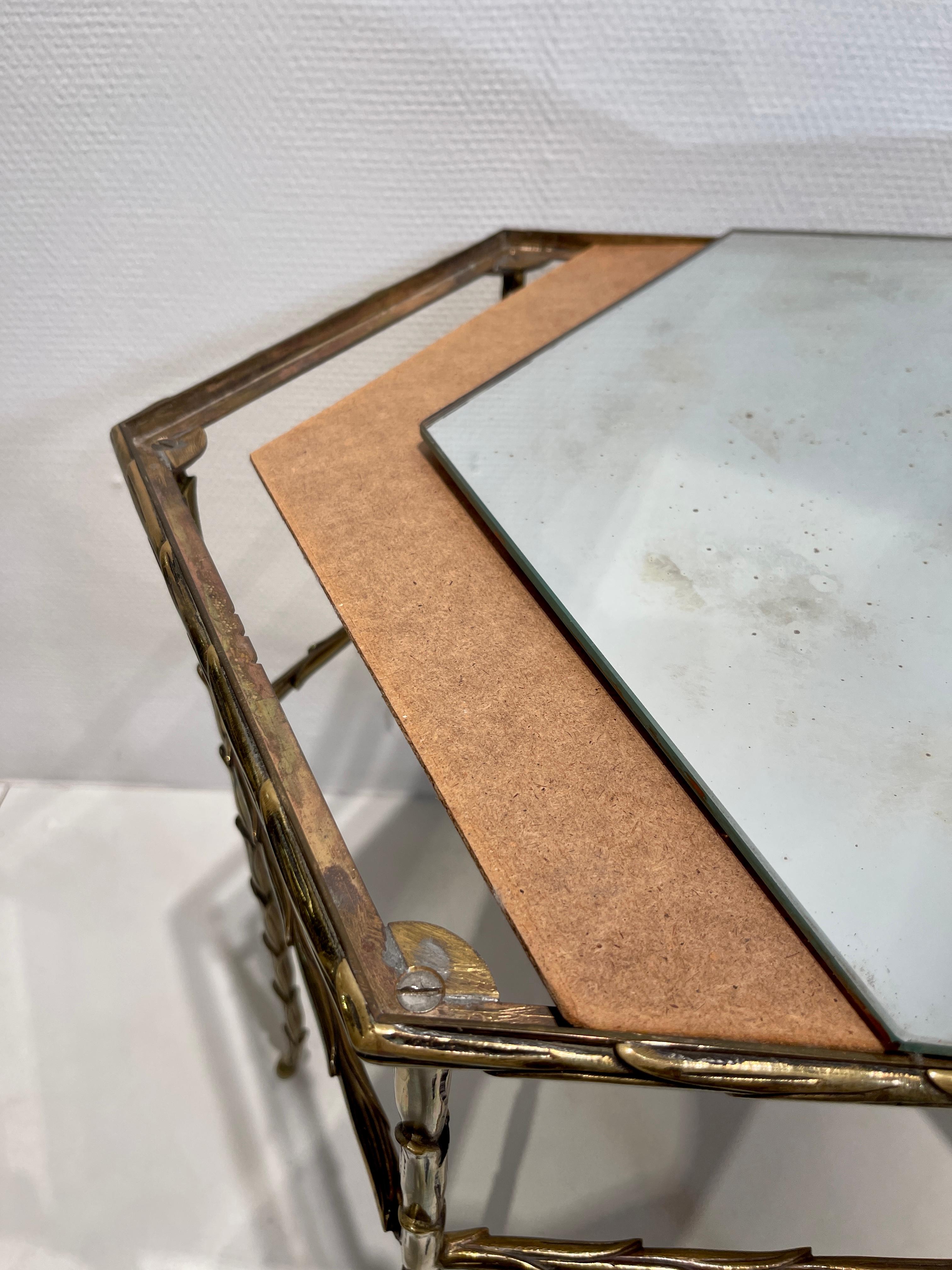 Pair of Hexagonal Bronze Side Tables by Maison Baguès 3