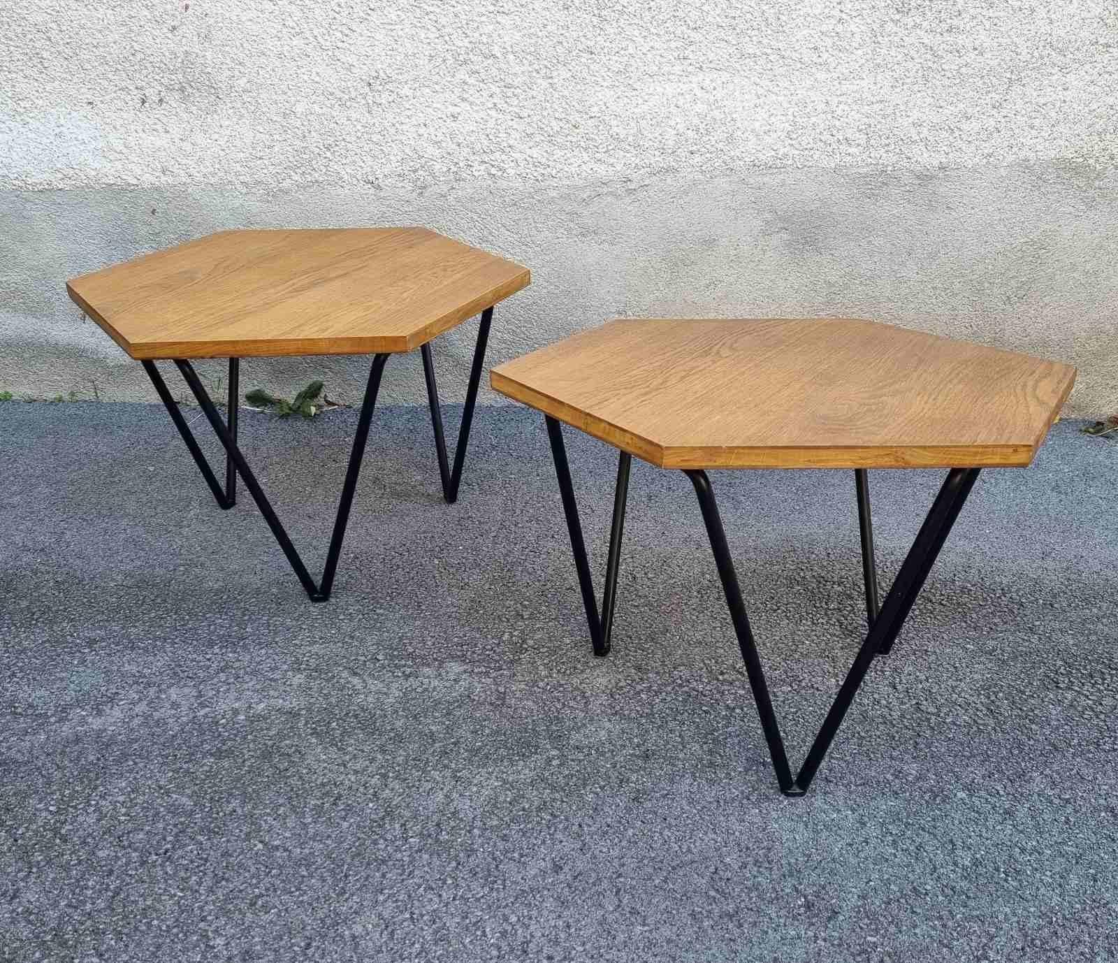 Coppia di tavolini esagonali di Gio Ponti per ISA Bergamo, Italia, anni '50 5