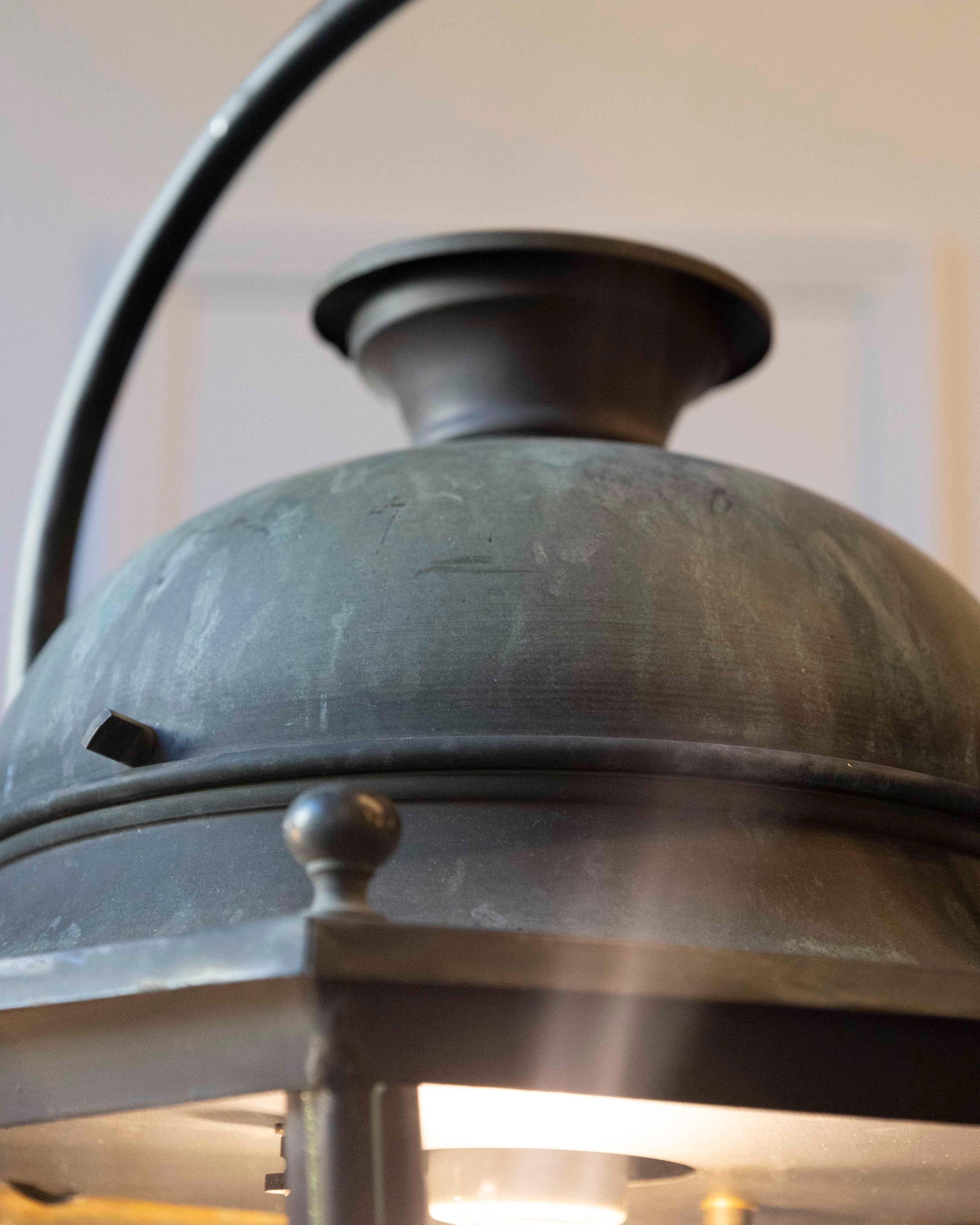 20th Century Pair of Hexagonal Copper Lanterns with Domed Tops For Sale