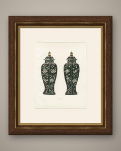 Pair of Hexagonal Famille Noire Vases and Covers with Prunus, 1911