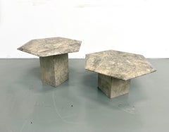 Pair of Hexagonal Marble Coffee Tables – 70s Post-Modern Design