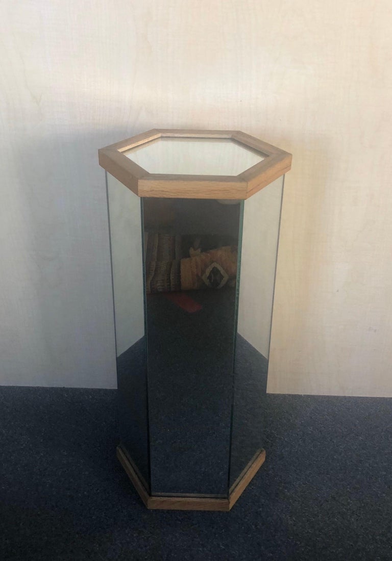 Pair of Hexagonal Mirrored Pedestals / Plant Stands at 1stDibs