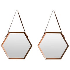 Pair of Hexagonal Mirrors with Wooden Frame and Leather Laces
Set of 2
Pair of Hexagonal Mirrors with Wooden Frame and Leather Laces
Set of 2