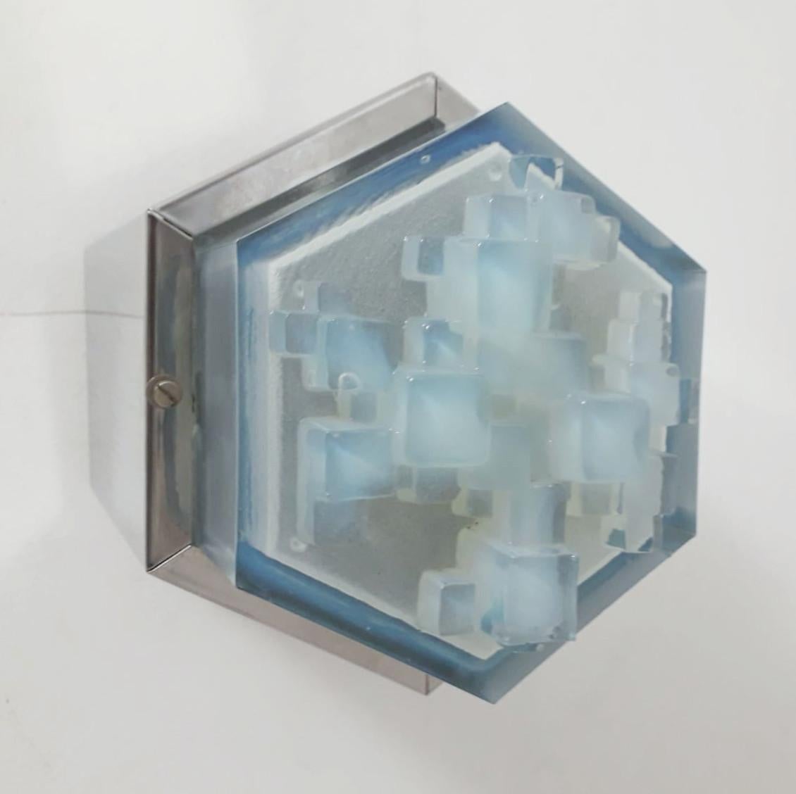 Mid-Century Modern Pair of Hexagonal Modular Sconces / Flush Mounts by Poliarte For Sale