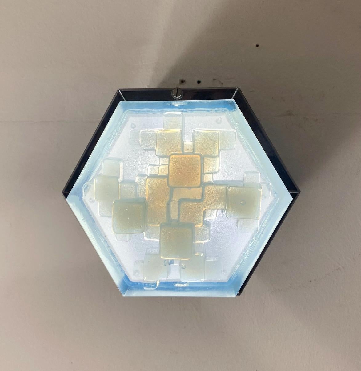 Pair of Hexagonal Modular Sconces / Flush Mounts by Poliarte In Good Condition For Sale In Los Angeles, CA
