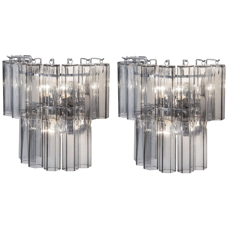 Pair of Hexagonal Murano Glass Wall Lights For Sale