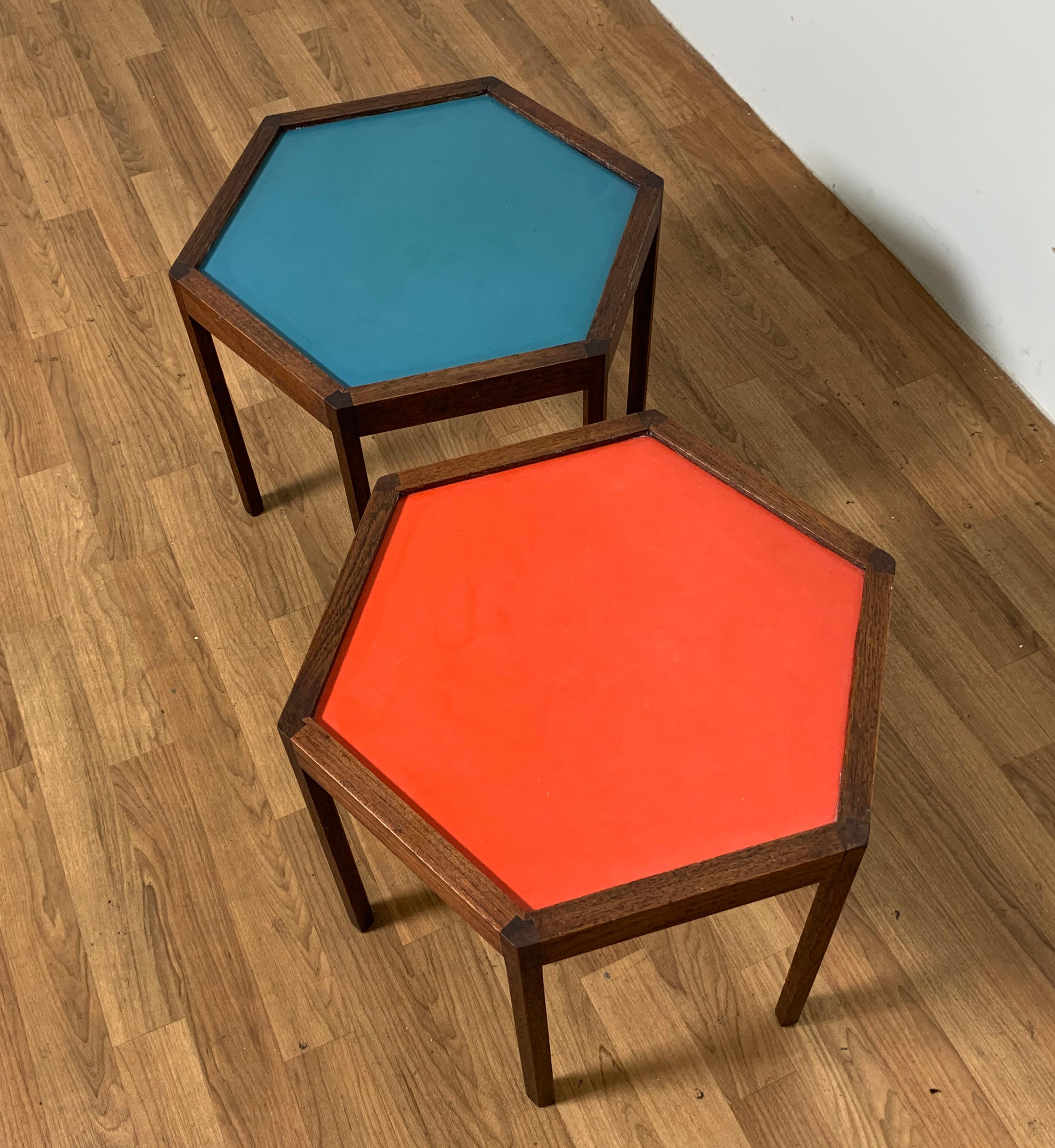 Danish Pair of Hexagonal Rosewood Side Tables by Hans C. Andersen, Denmark, Circa 1960s