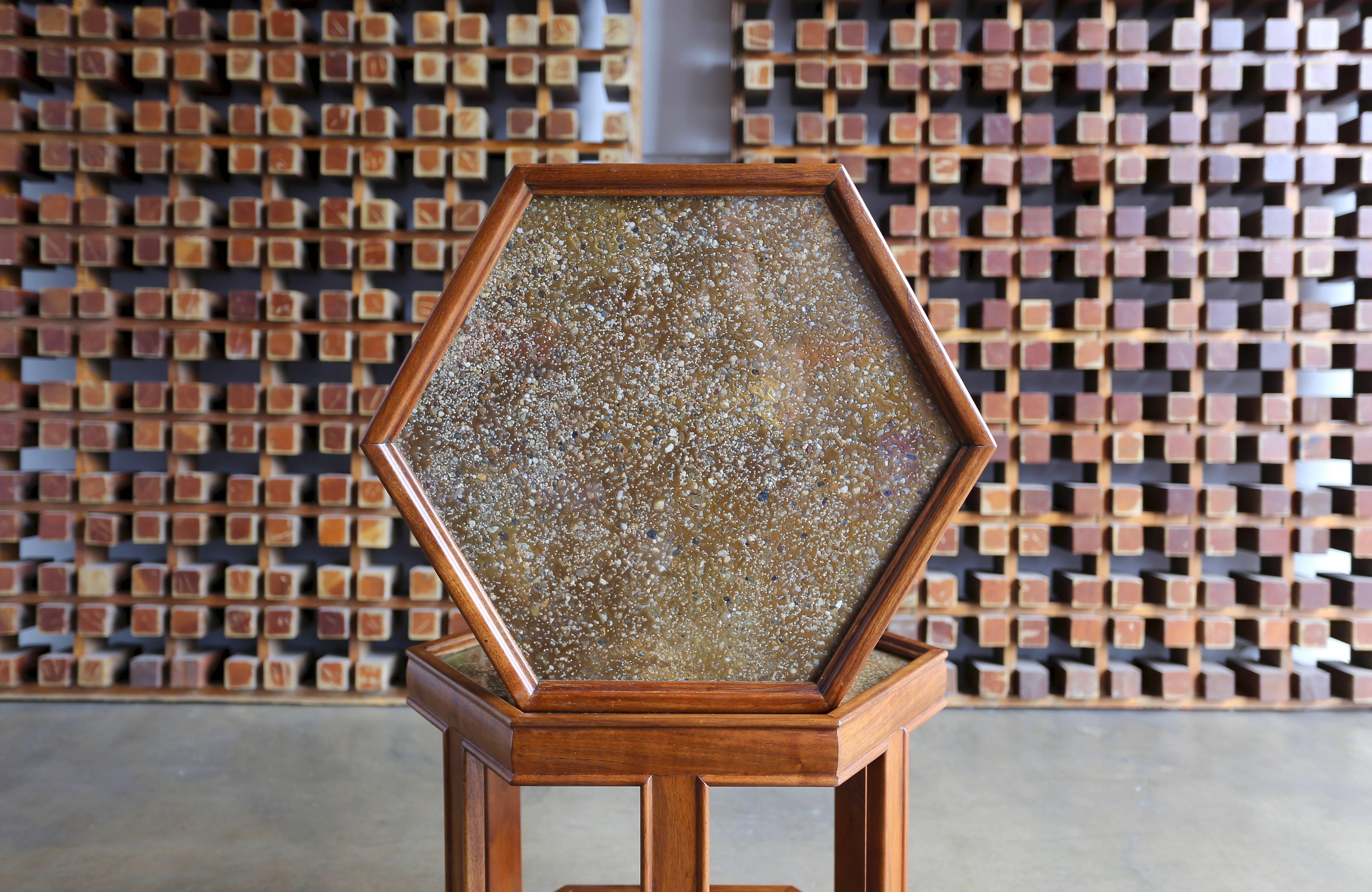 Pair of Hexagonal Side Tables by John Keal for Brown Saltman 3