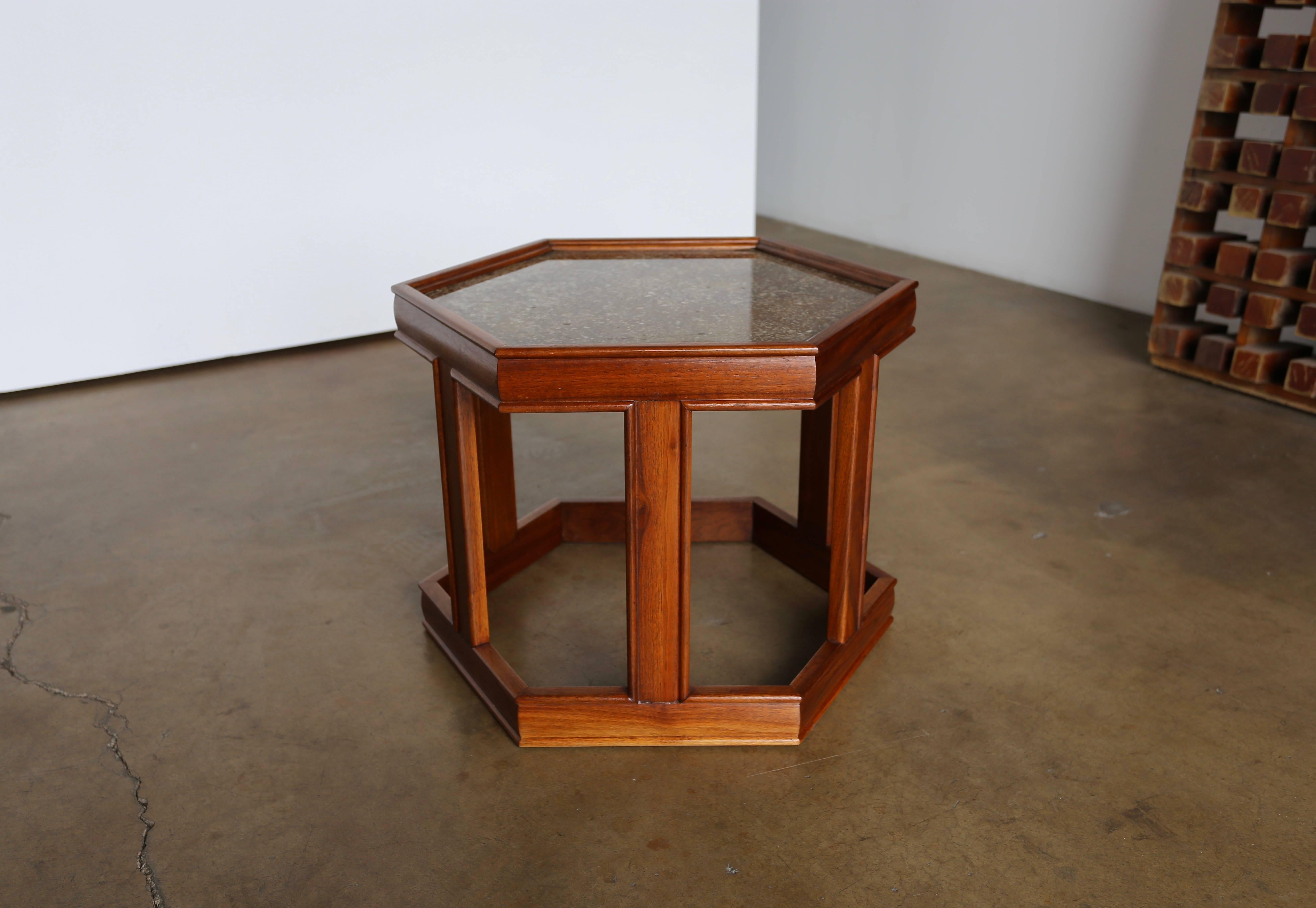 20th Century Pair of Hexagonal Side Tables by John Keal for Brown Saltman