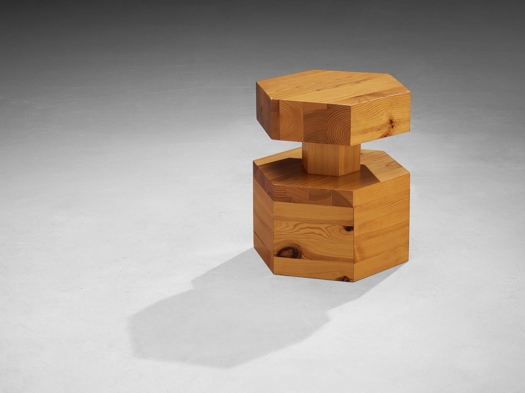 Pair of Hexagonal Side Tables in Solid Pine 1