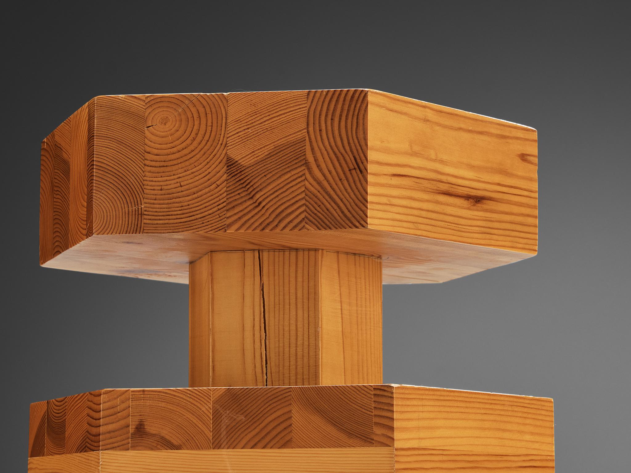 Pair of Hexagonal Side Tables in Solid Pine 2