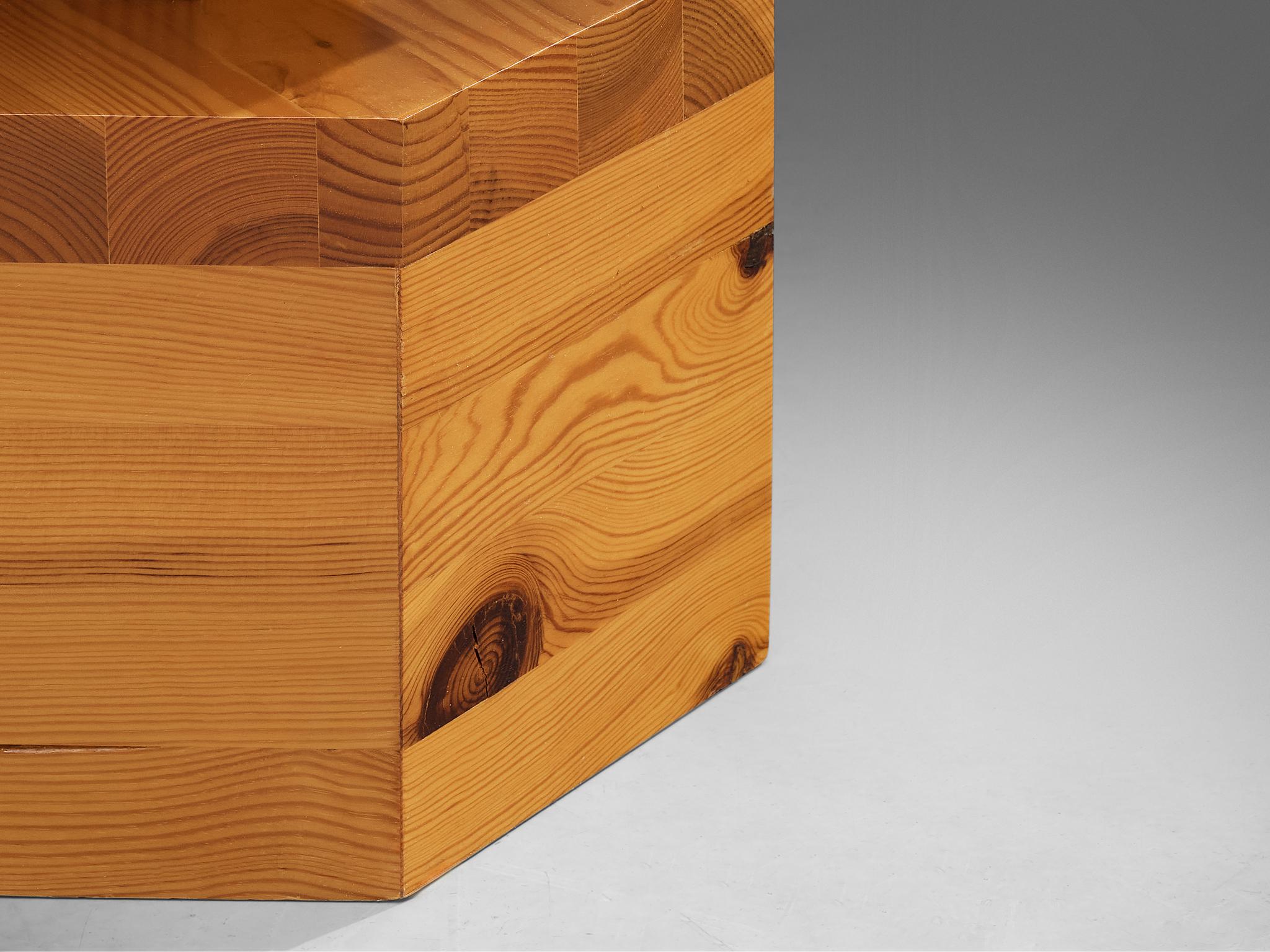 Pair of Hexagonal Side Tables in Solid Pine 3