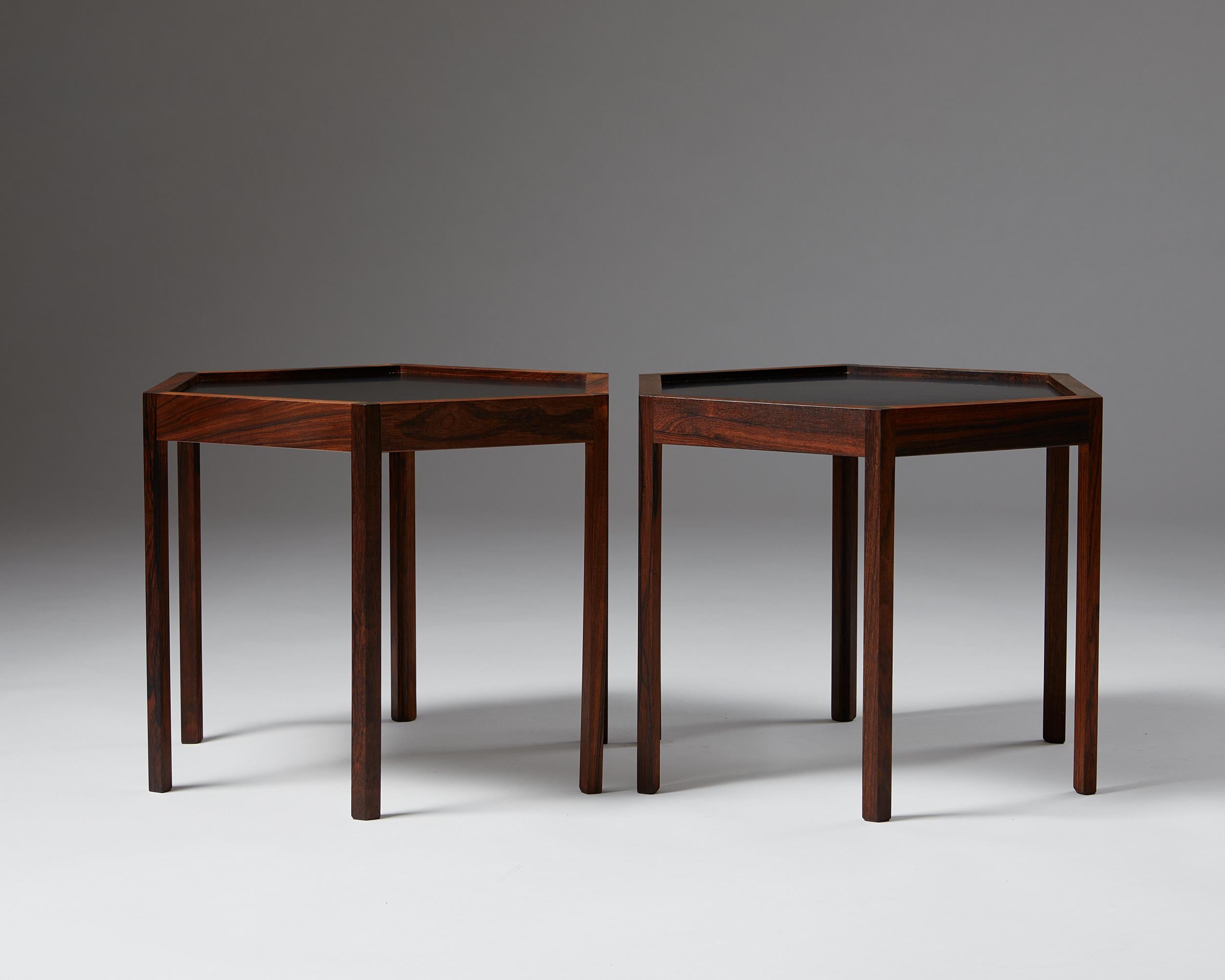 Mid-Century Modern Pair of Hexagonal Sidetables Designed by Hans C. Andersen, Denmark, 1960s