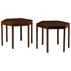 Pair of Hexagonal Sidetables Designed by Hans C. Andersen, Denmark, 1960s