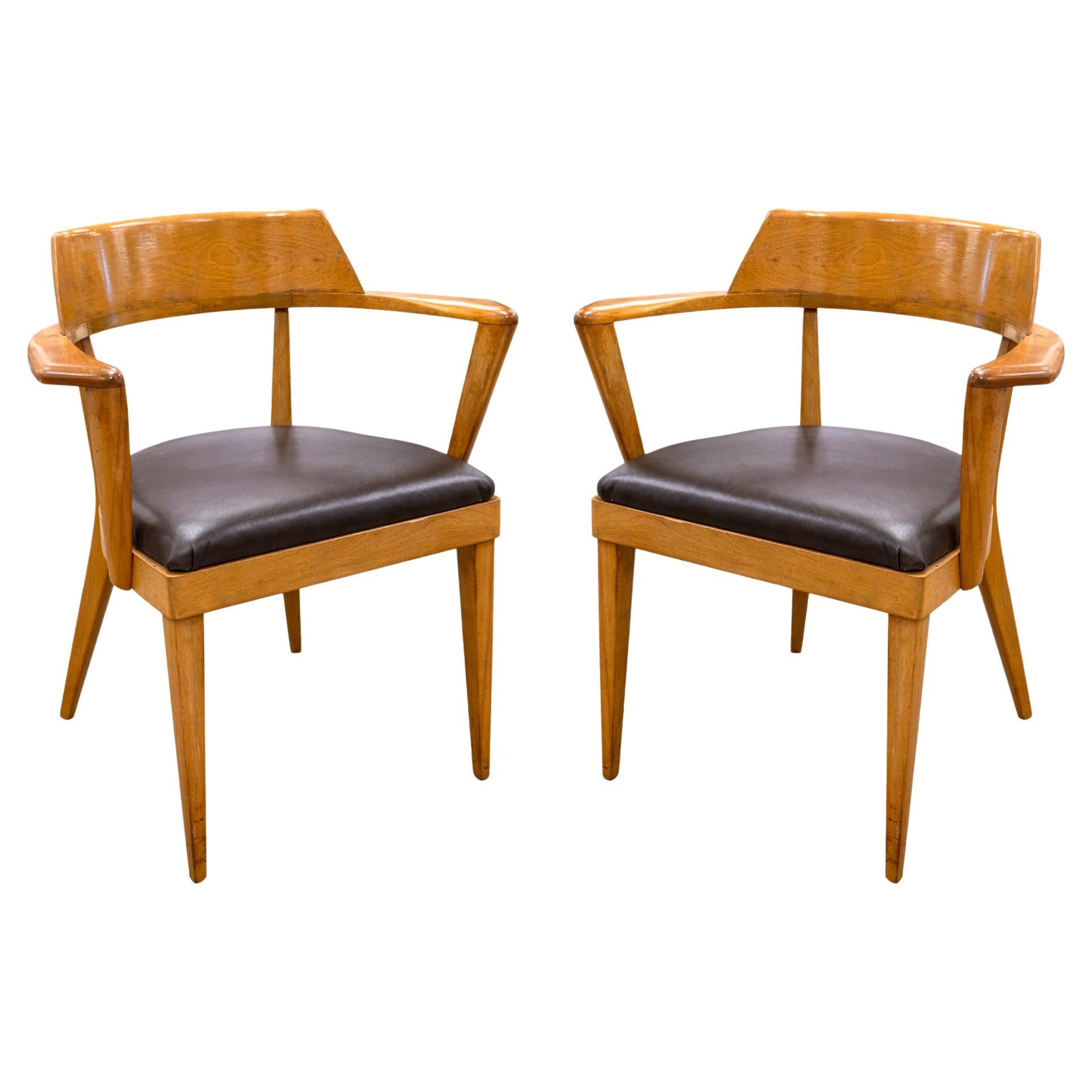 Paire de fauteuils Heywood Wakefield conçus par Leo Jiranek et Ernest Herrmann en vente