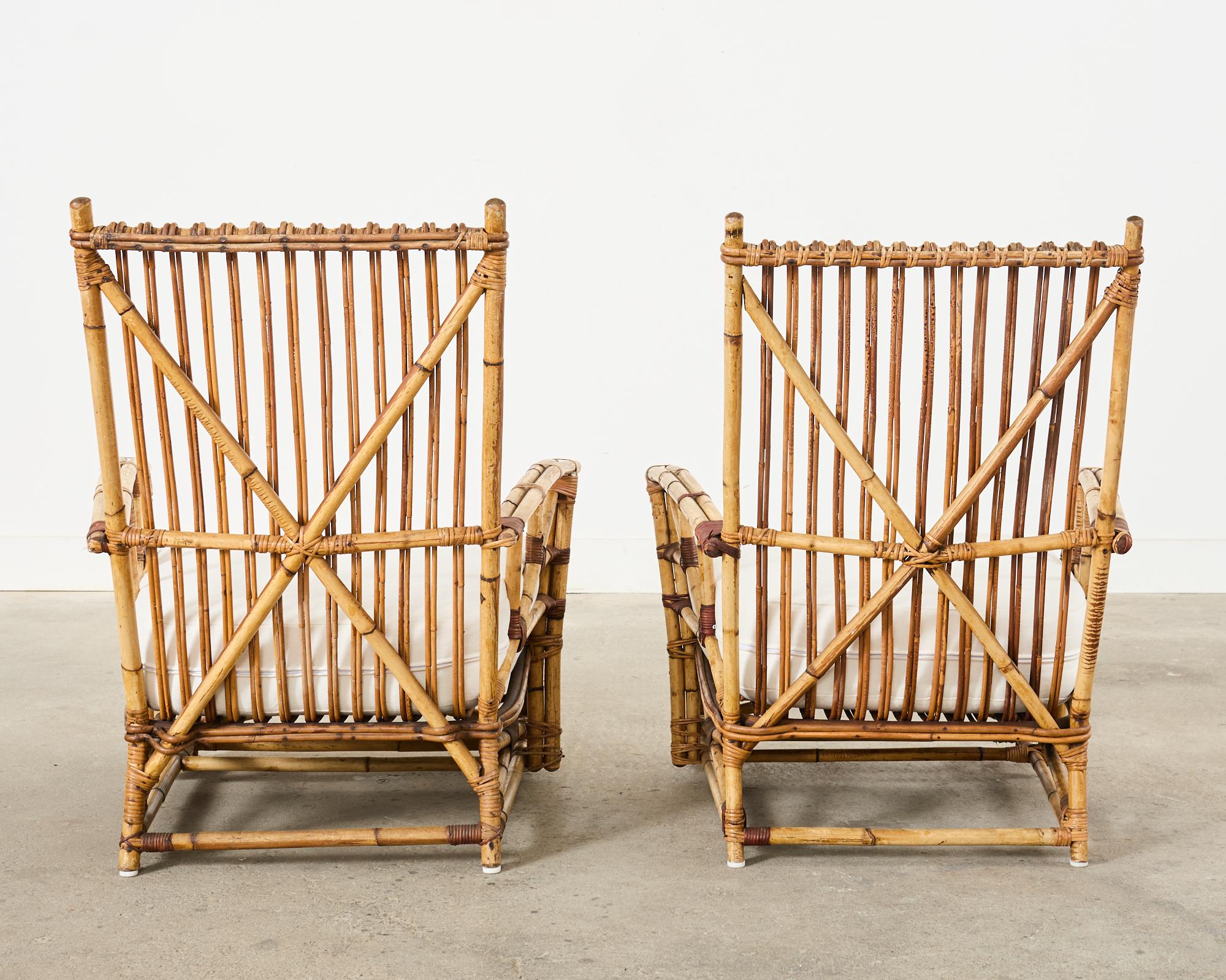 Pair of Heywood-Wakefield Arts and Crafts Rattan Lounge Chairs  For Sale 13