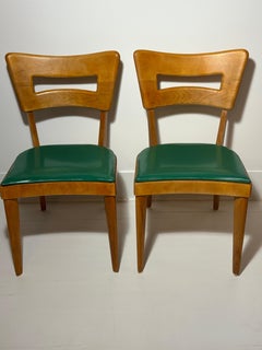 Pair of Heywood Wakefield Dog Biscuit Chairs Model 154 Side Chairs