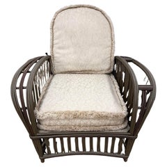 Pair of Heywood Wakefield Stick Wicker Rattan Recliner Lounge Chairs