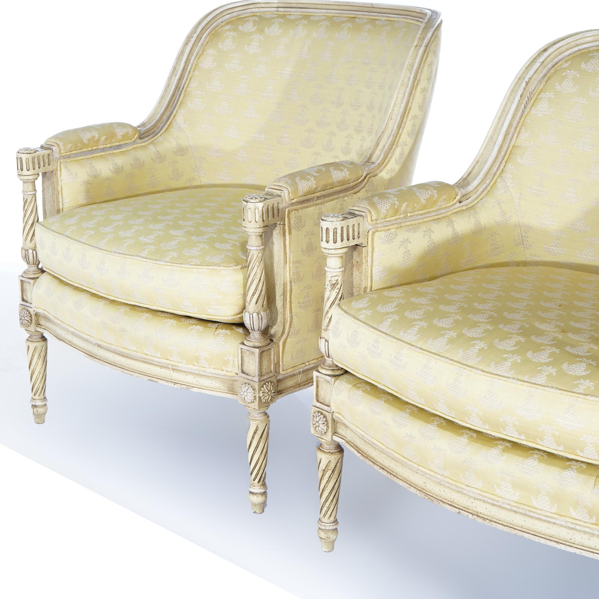 Pair of Hibriten-Bernhardt French Louis XVI Style Bergère Chairs 20thC 4