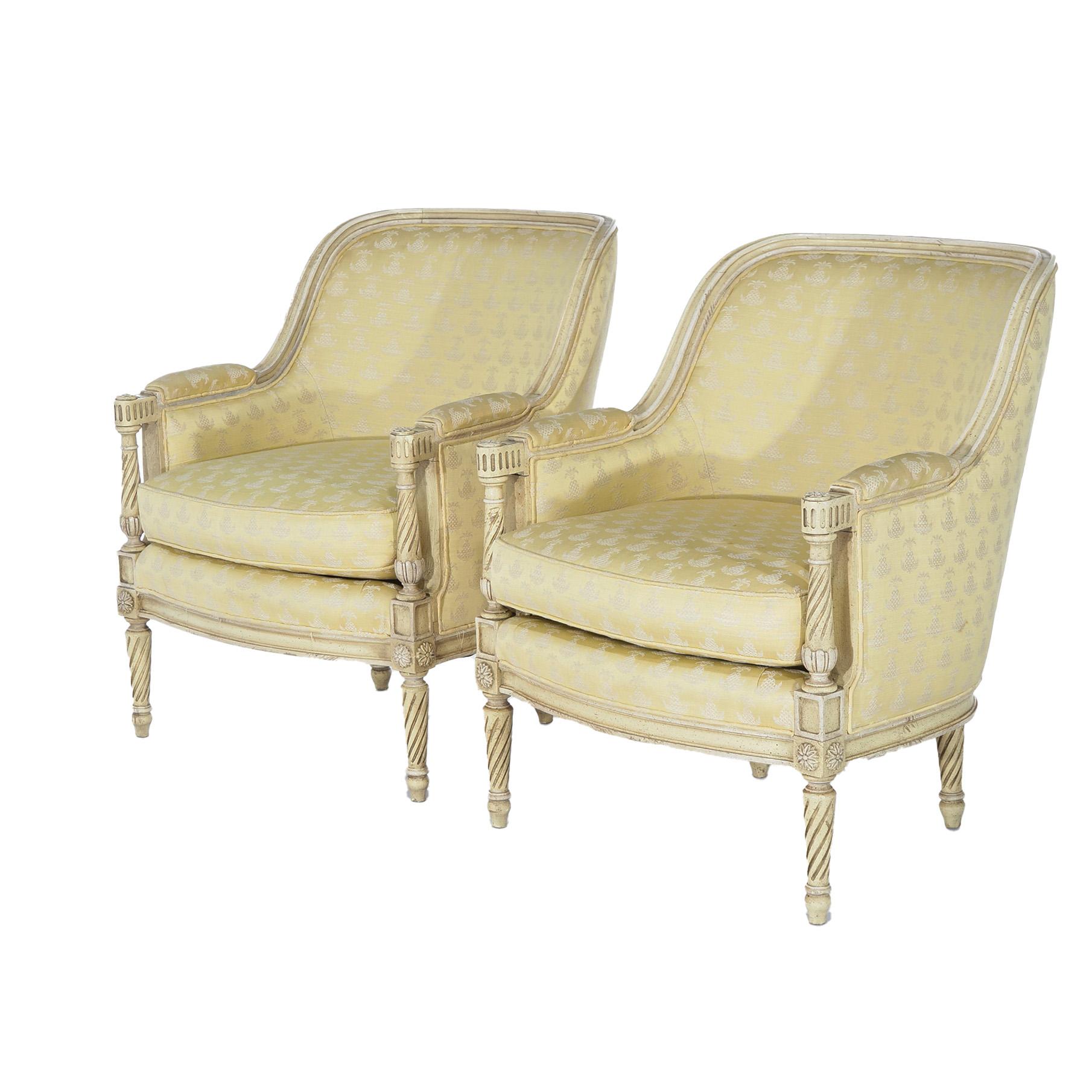American Pair of Hibriten-Bernhardt French Louis XVI Style Bergère Chairs 20thC