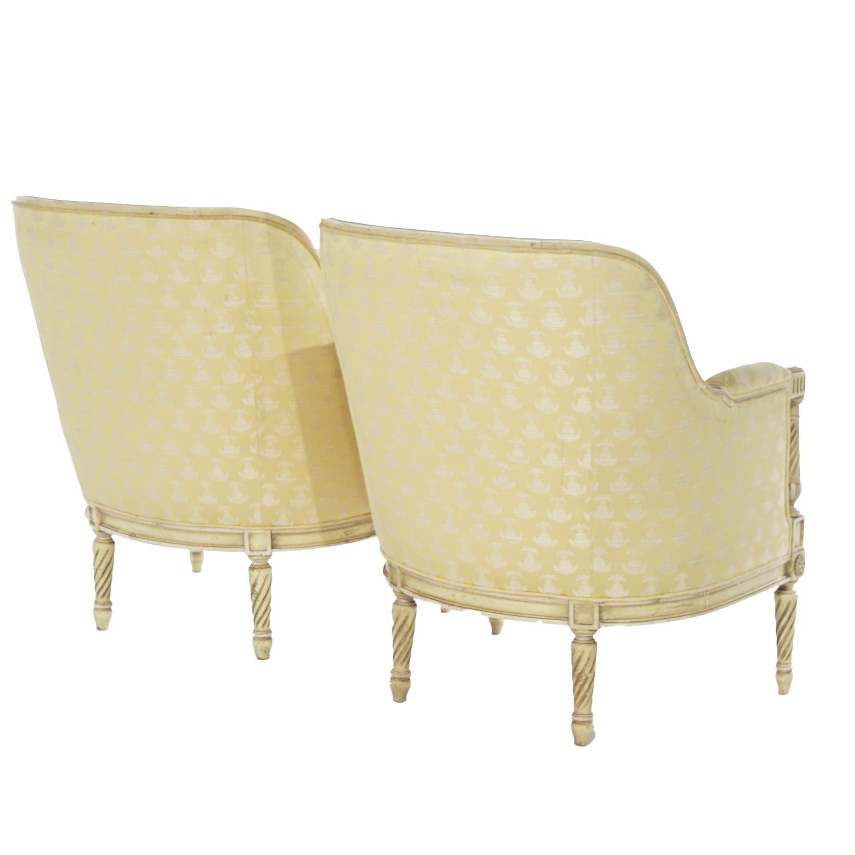 Pair of Hibriten-Bernhardt French Louis XVI Style Bergère Chairs 20thC 2