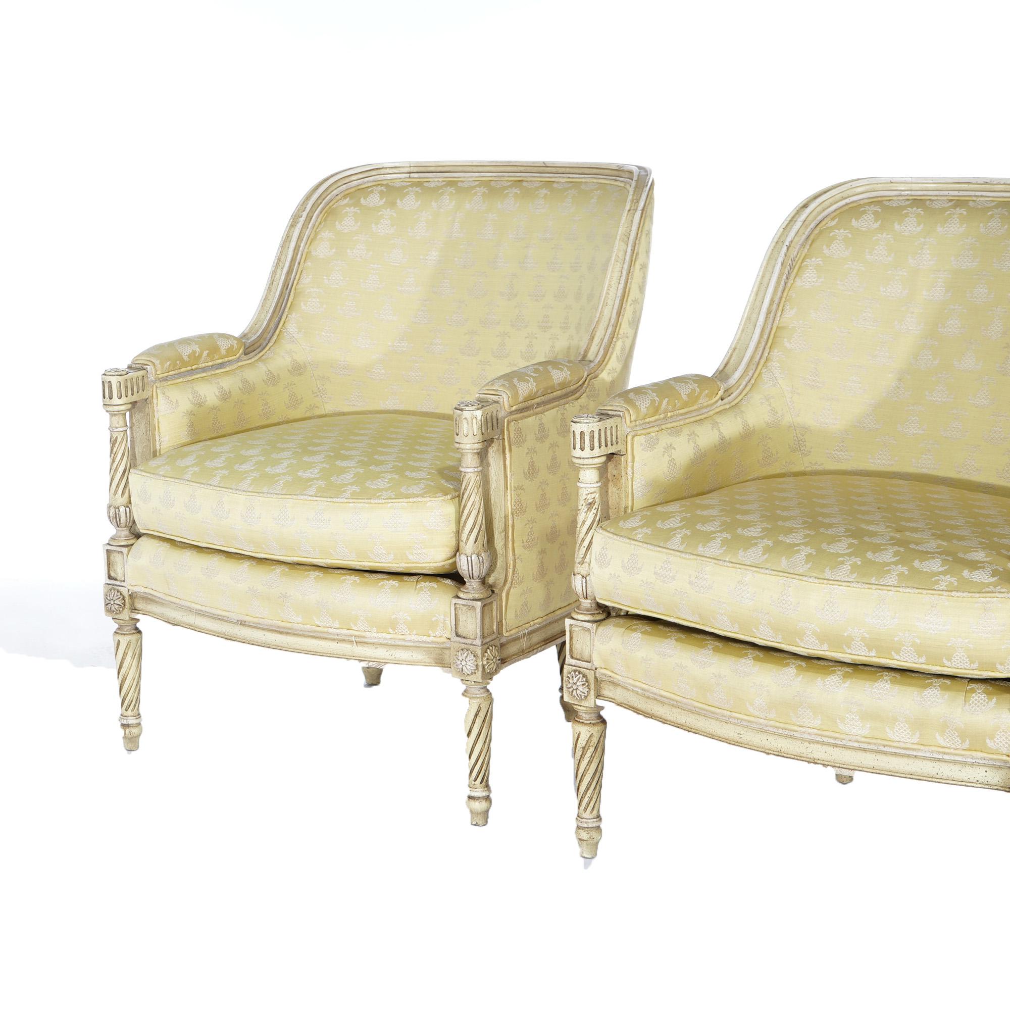 Pair of Hibriten-Bernhardt French Louis XVI Style Bergère Chairs 20thC 3
