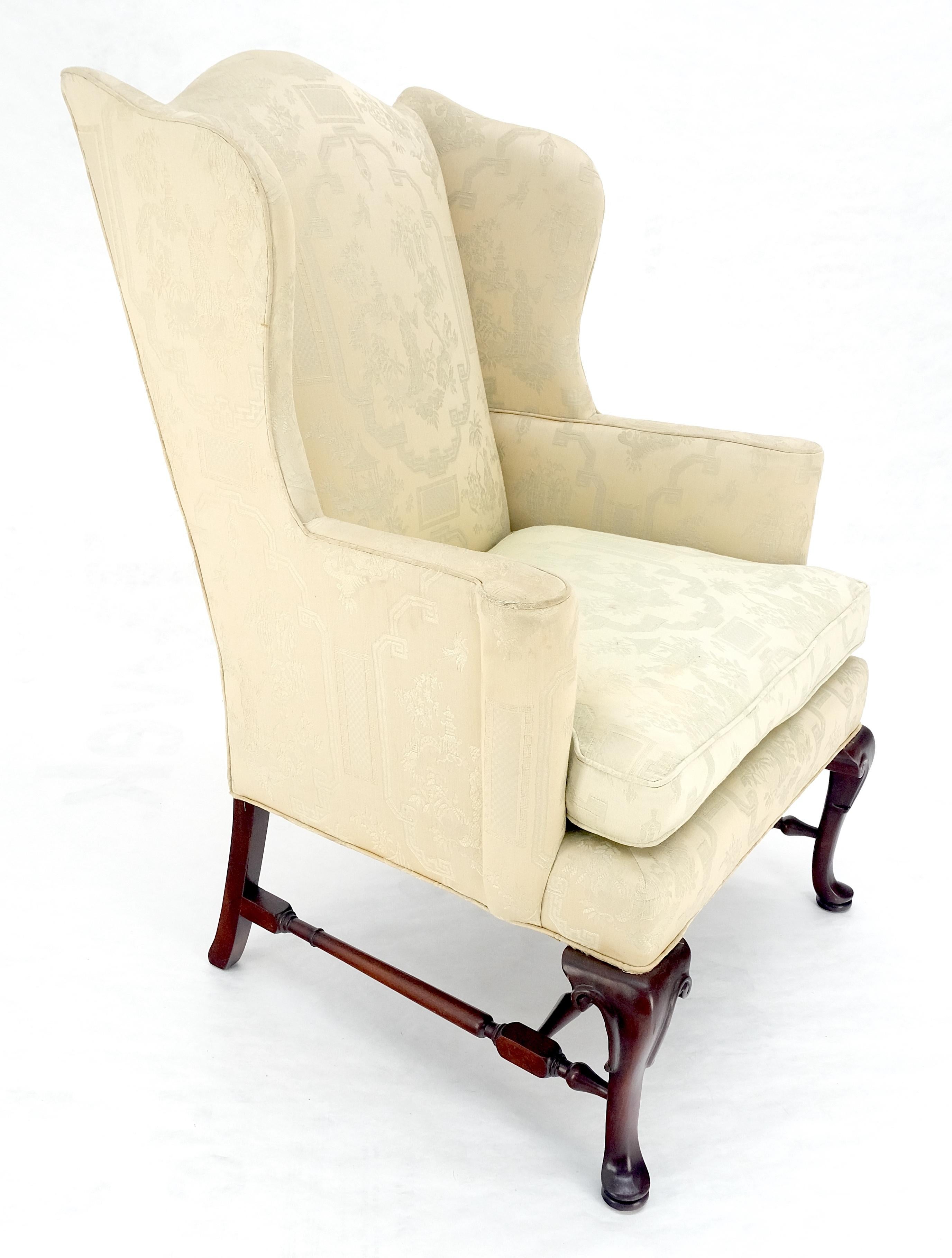 Pair of Hickory c1960s Very fine Mahogany Queen Ann Bases Arm Wingback Chairs For Sale 9