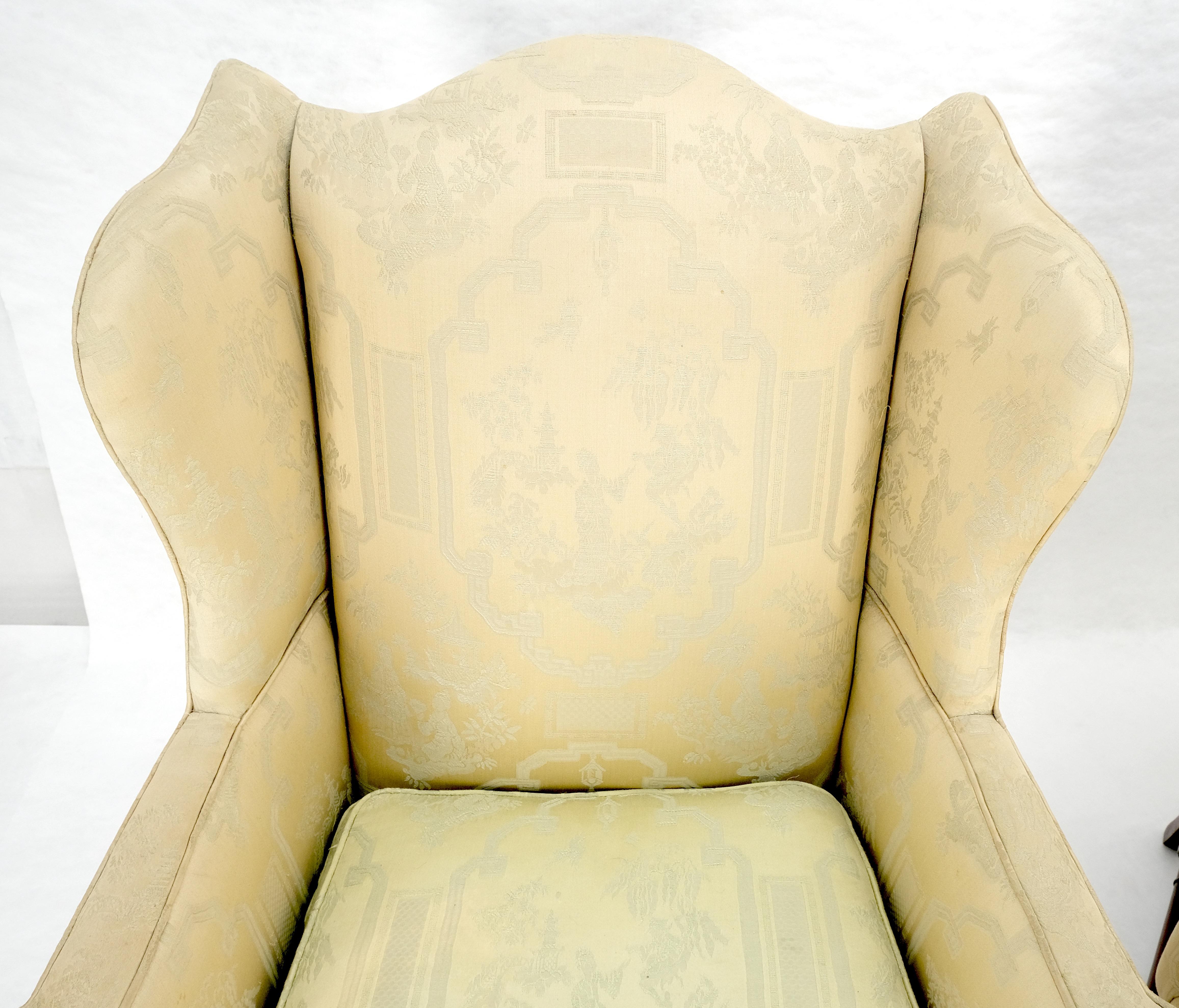 Pair of Hickory c1960s Very fine Mahogany Queen Ann Bases Arm Wingback Chairs For Sale 3