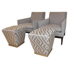 Paar Hickory-Sessel und Ottomane, Pearson Loungesessel und Ottomane