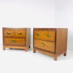 Pair of Hickory Chinoiserie Campaign Style Nightstands