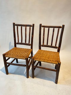 Pair of Hickory Wood Adirondack Sidechairs