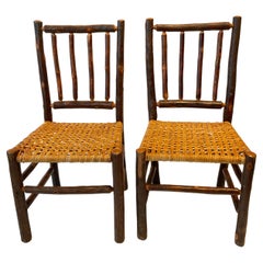 Pair of Hickory Wood Adirondack Sidechairs