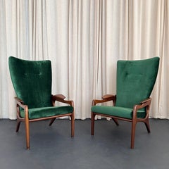 Pair Of High Back 2224-C Armchairs By Adrian Pearsall For Craft Associates
