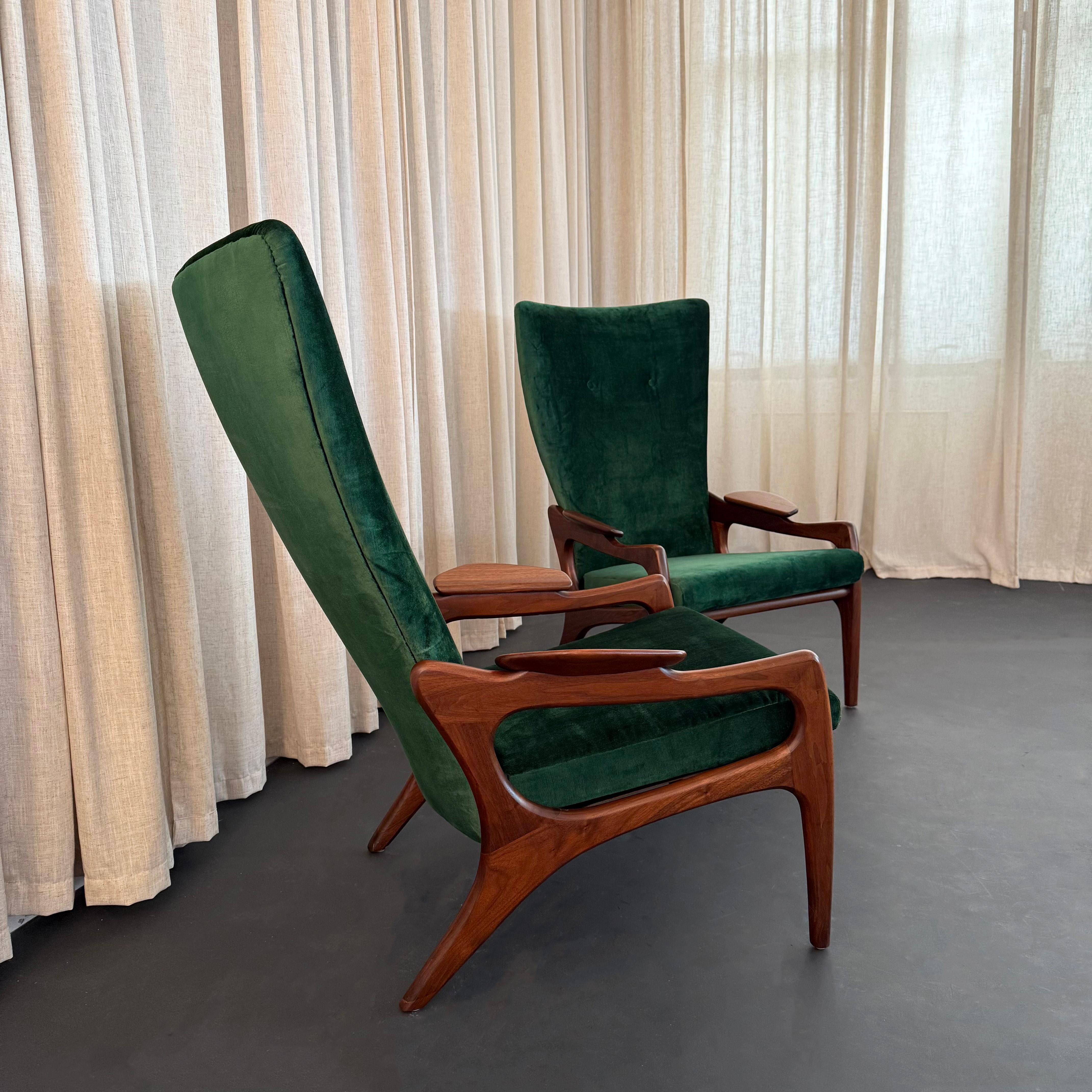 Américain Paire de fauteuils à dossier haut 2224-C par Adrian Pearsall pour Craft Associates en vente