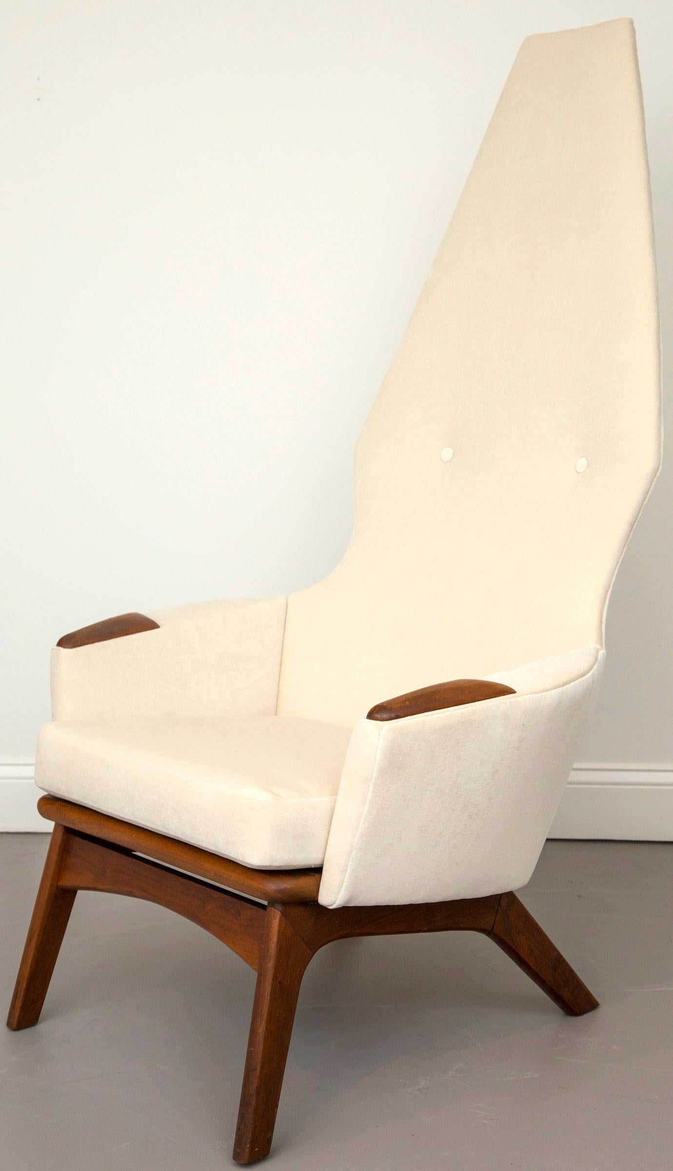 Mid-Century Modern Pair of High Back Adrian Pearsall Chairs in Cream Velvet