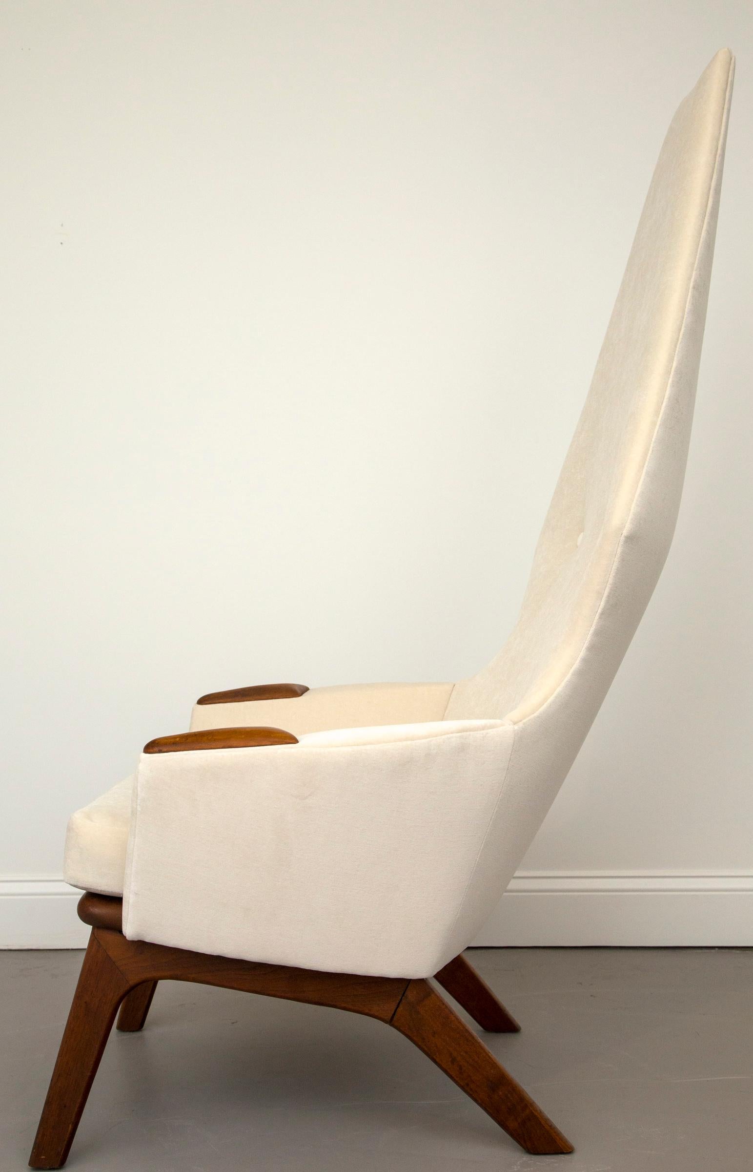 American Pair of High Back Adrian Pearsall Chairs in Cream Velvet