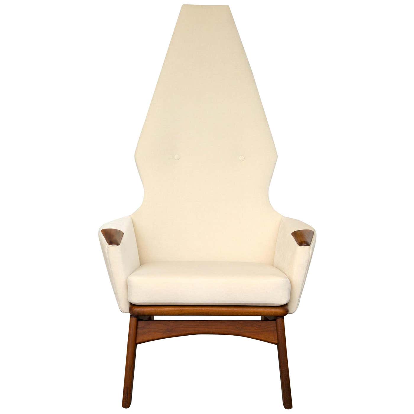 Pair of High Back Adrian Pearsall Chairs in Cream Velvet at 1stDibs
