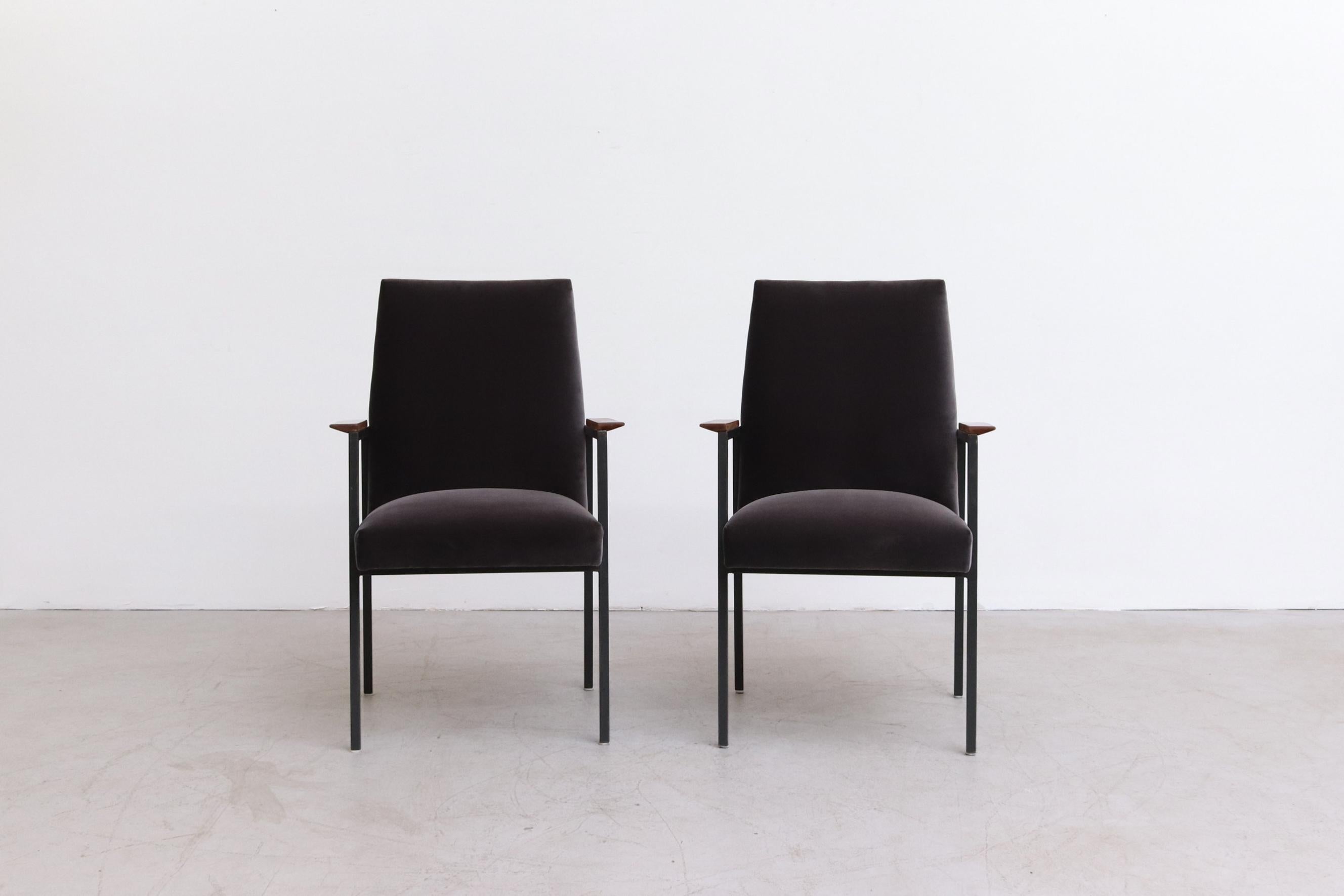 Mid-Century Modern Pair of High Back Arm Chairs by Tijsselling