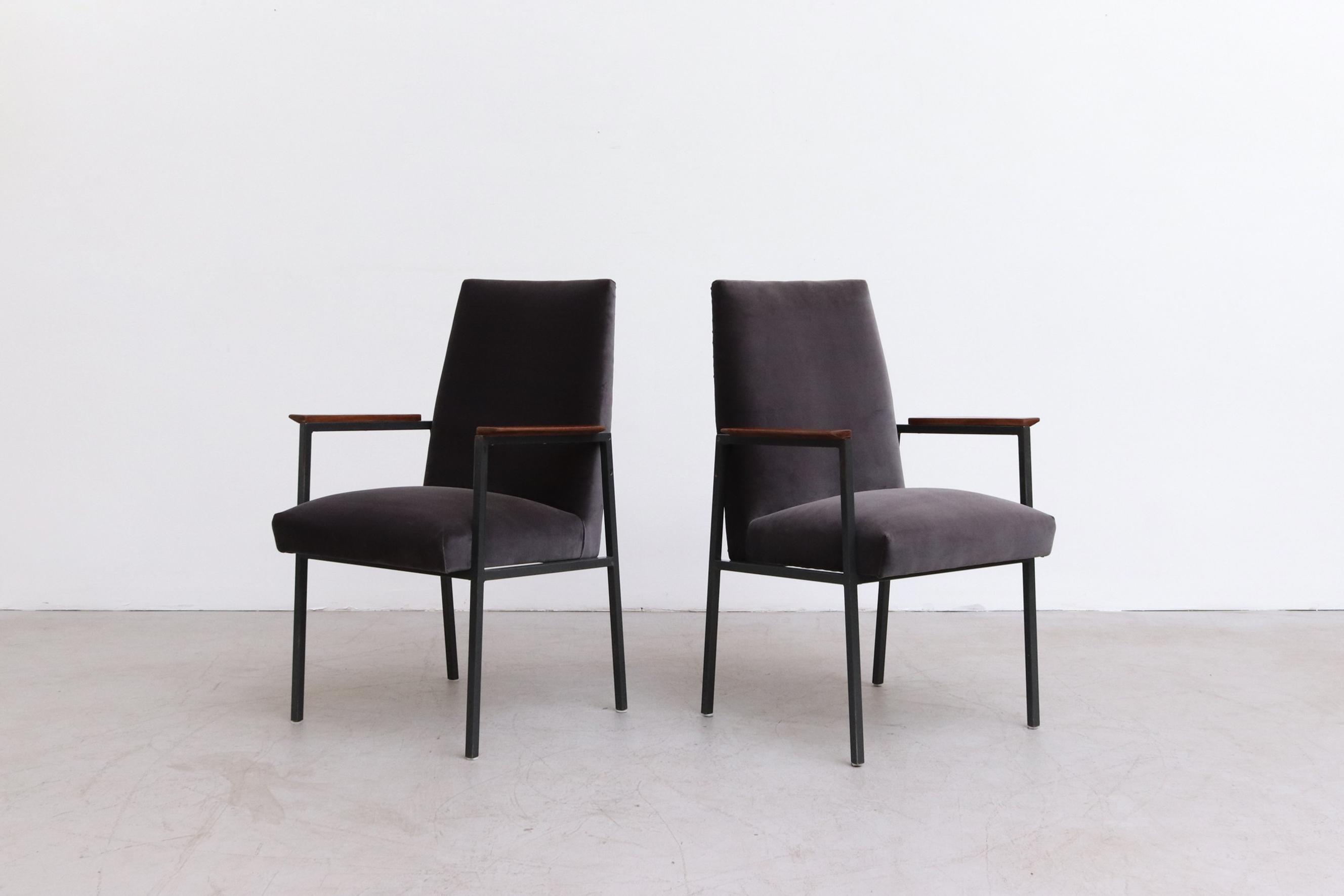 Dutch Pair of High Back Arm Chairs by Tijsselling