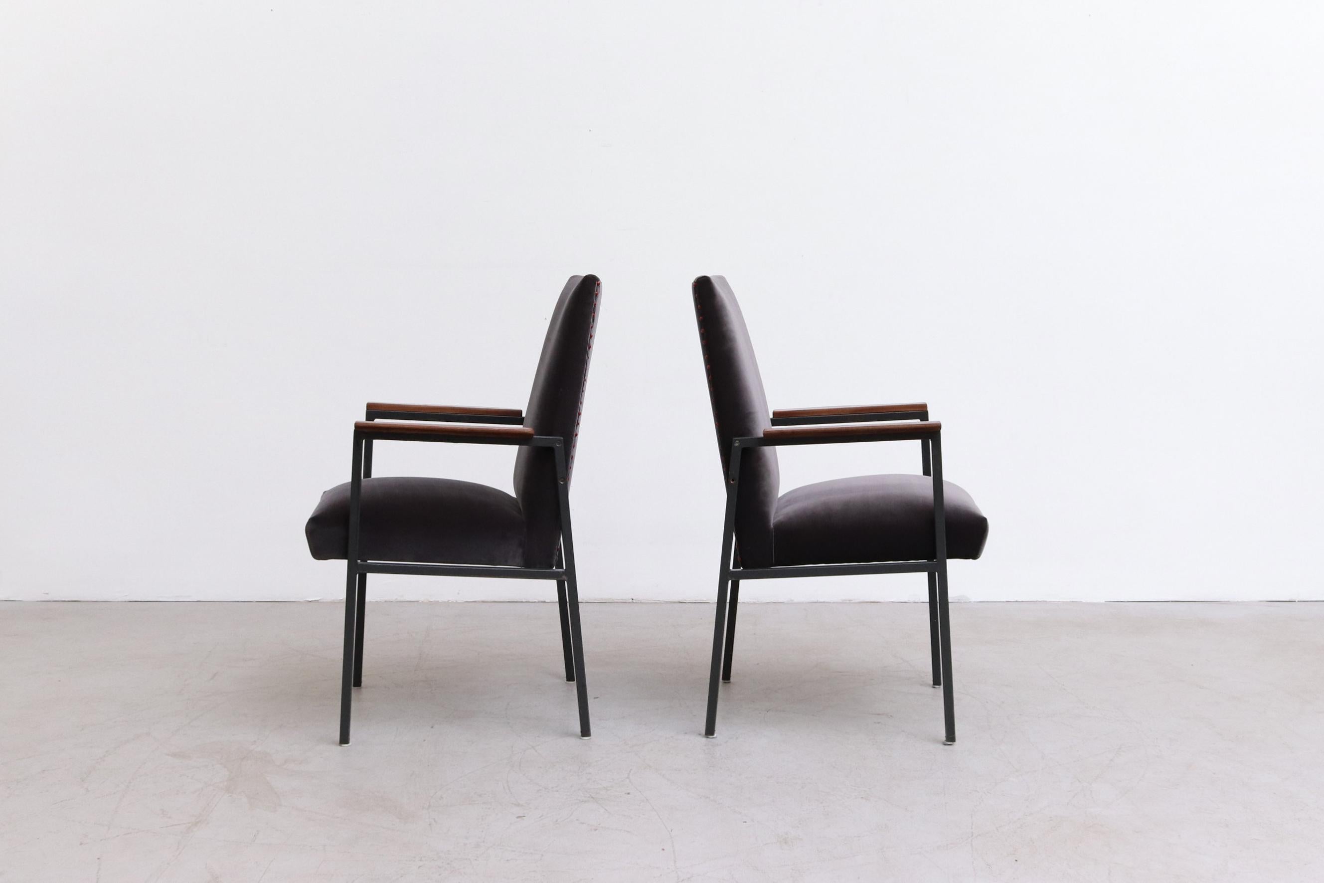 Enameled Pair of High Back Arm Chairs by Tijsselling
