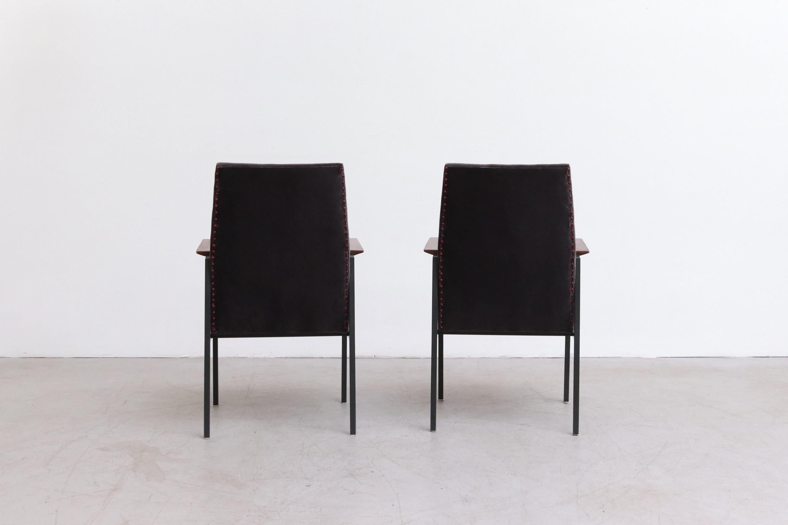 Mid-20th Century Pair of High Back Arm Chairs by Tijsselling