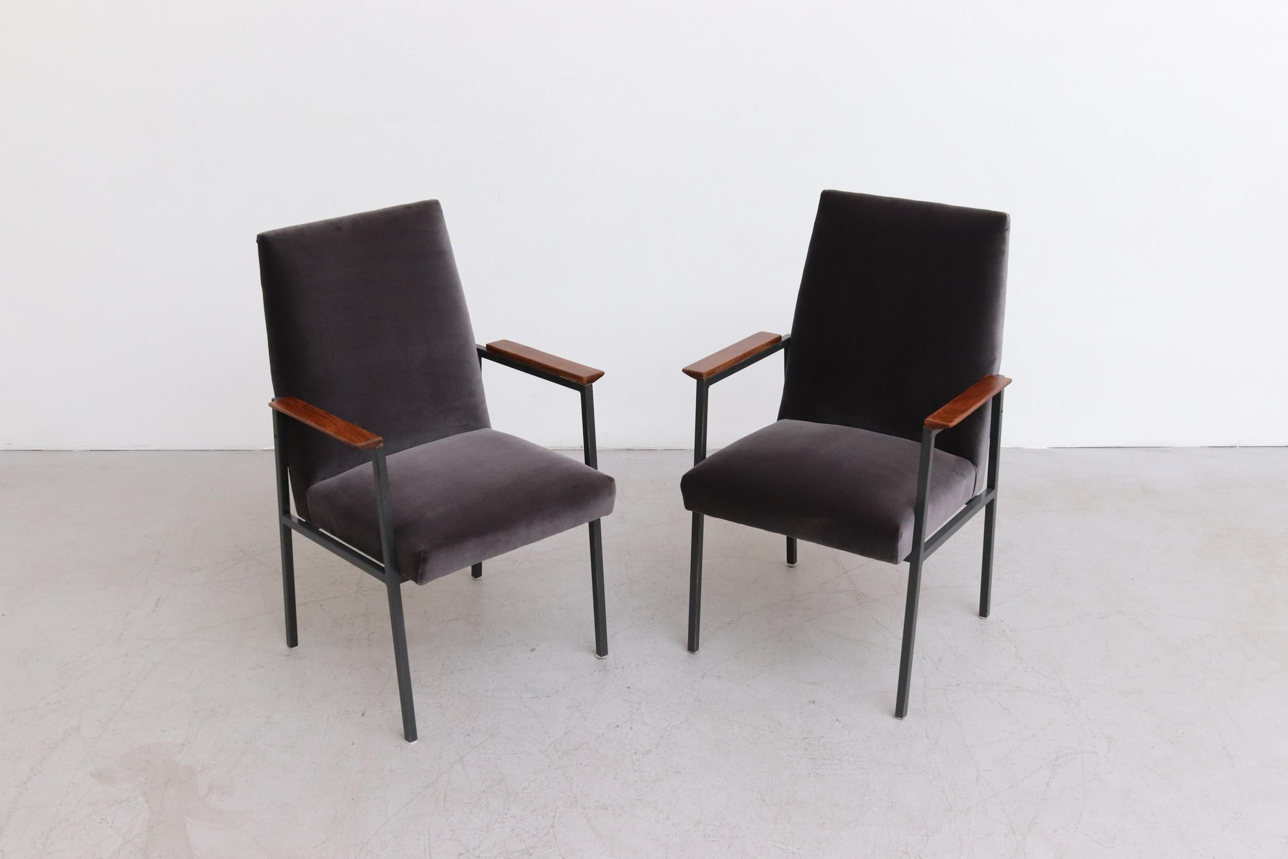 Metal Pair of High Back Arm Chairs by Tijsselling
