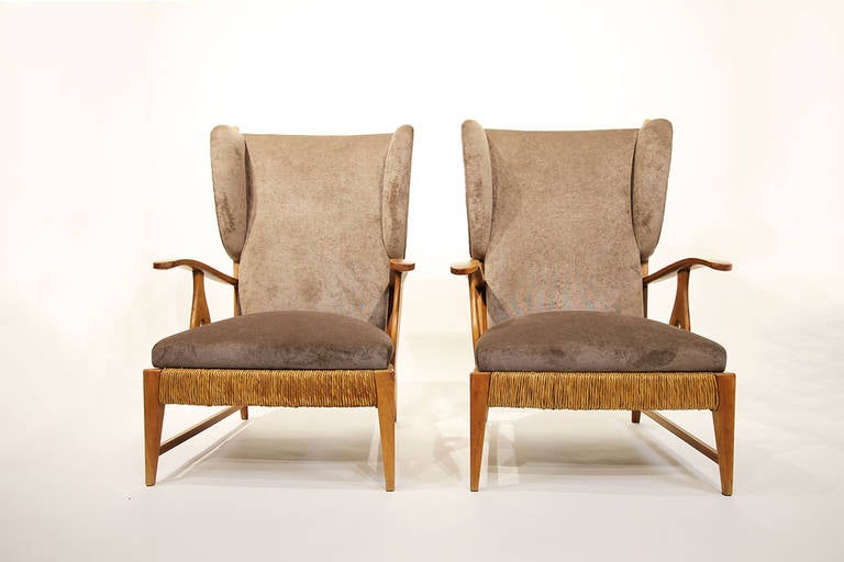 A pair of high back armchairs by Paolo Buffa, Italy, circa 1948.