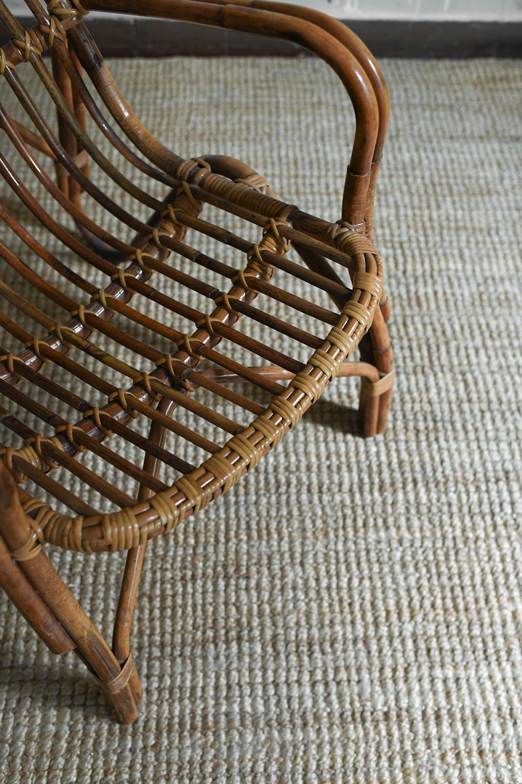 Pair of High-back bamboo armchairs, 1960s For Sale 5