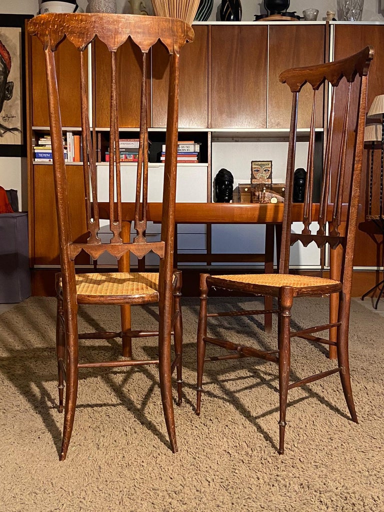 Pair of high back chairs attributed to Gio Ponti for Sac 1950 For Sale