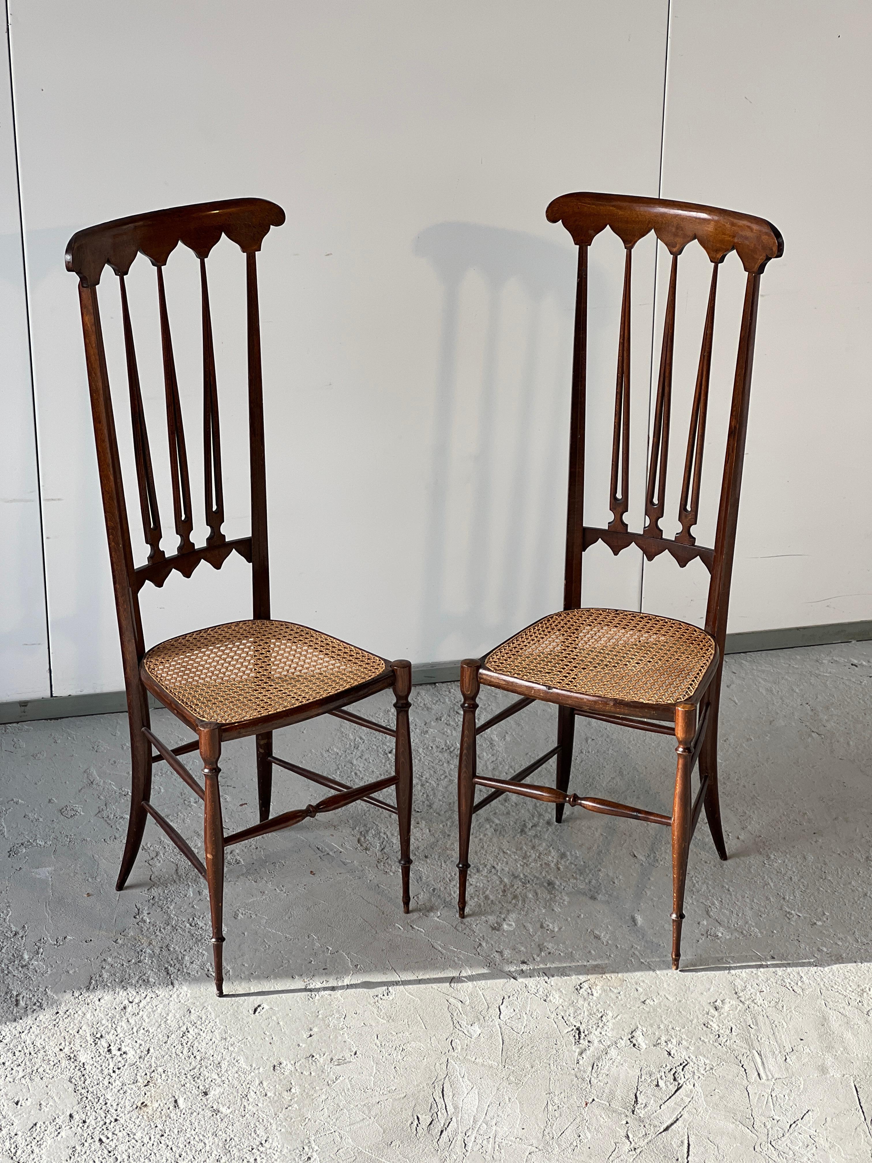 Italian Pair of high back chairs attributed to Gio Ponti for Sac 1950