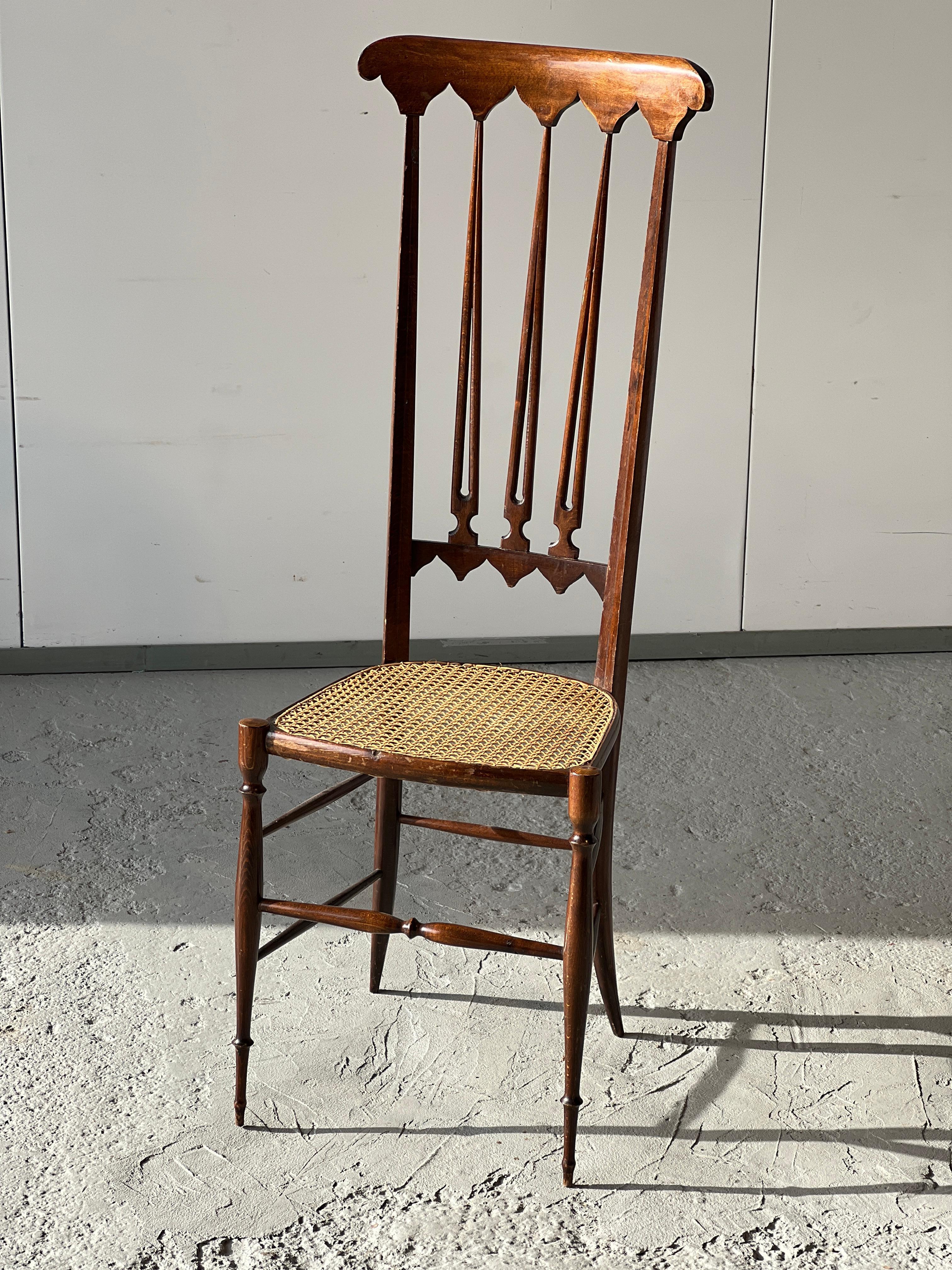 Pair of high back chairs attributed to Gio Ponti for Sac 1950 In Fair Condition In Saint Rémy de Provence, FR