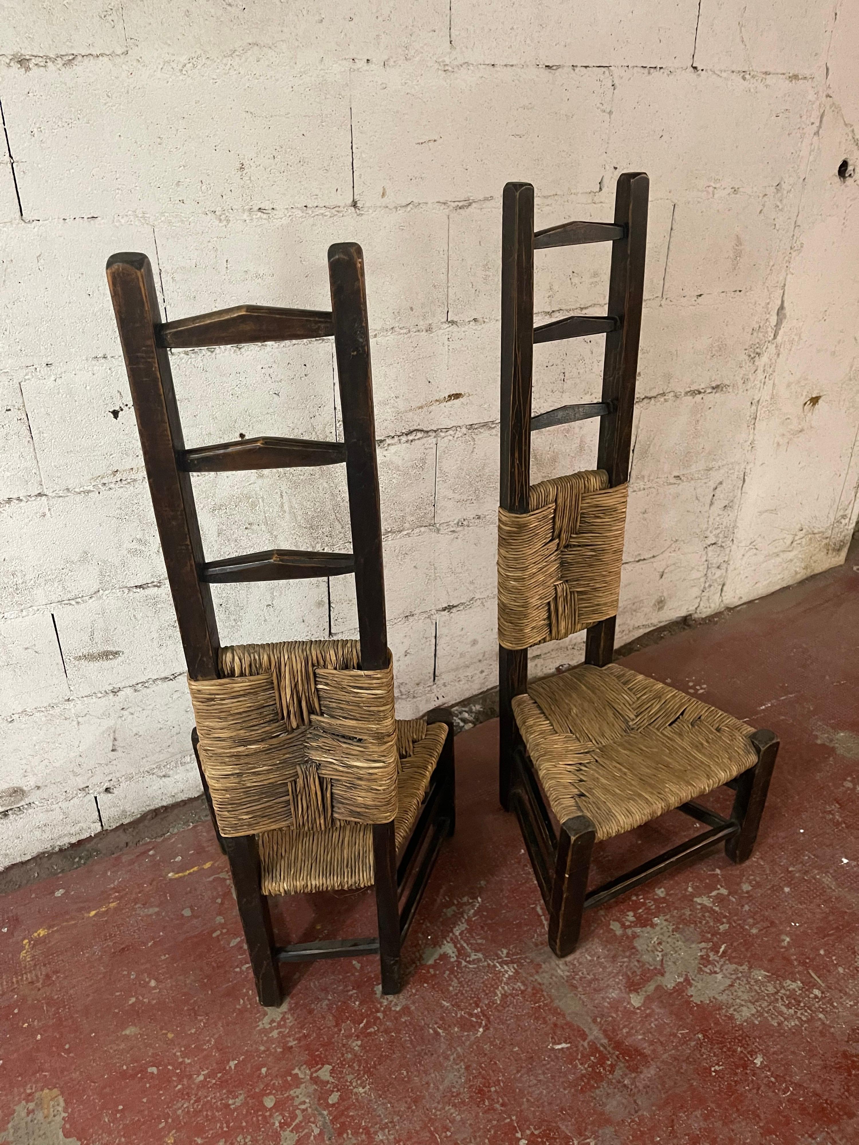 French Pair of High Back Chairs