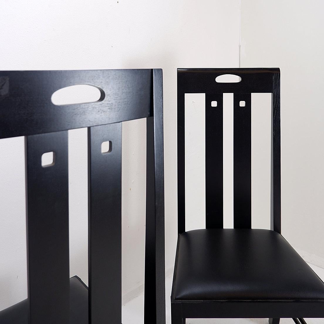 Pair of high back chairs 'Ingram' by Charles Rennie Mackintosh for Cassina1980s For Sale 1